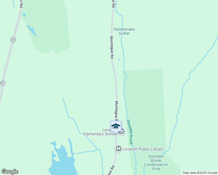 map of restaurants, bars, coffee shops, grocery stores, and more near Rattlesnake Gutter Road in Leverett