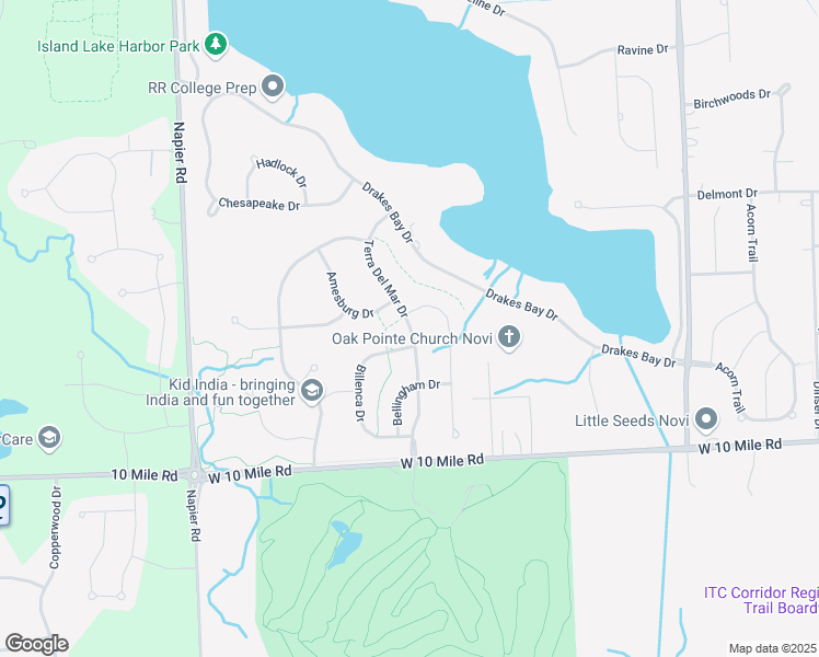 map of restaurants, bars, coffee shops, grocery stores, and more near 24570 Terra Del Mar Drive in Novi