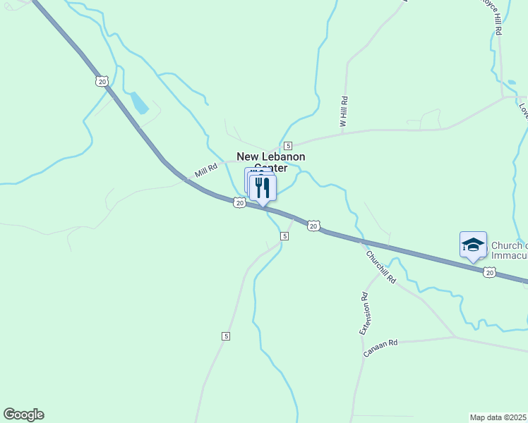 map of restaurants, bars, coffee shops, grocery stores, and more near 875 U.S. 20 in New Lebanon
