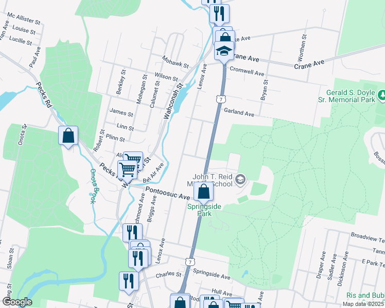 map of restaurants, bars, coffee shops, grocery stores, and more near 17 Sherrill Avenue in Pittsfield