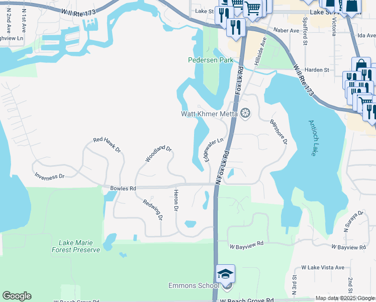map of restaurants, bars, coffee shops, grocery stores, and more near in Antioch