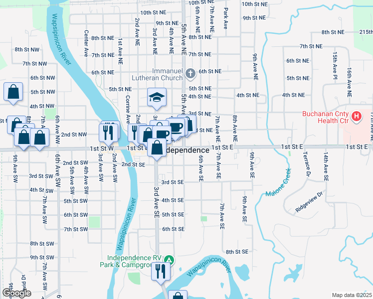 map of restaurants, bars, coffee shops, grocery stores, and more near in Independence