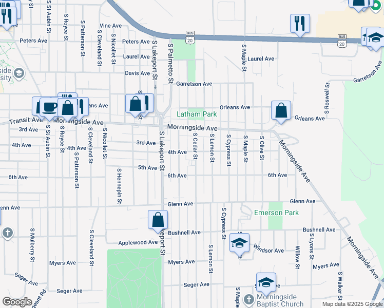 map of restaurants, bars, coffee shops, grocery stores, and more near 4820 4th Avenue in Sioux City