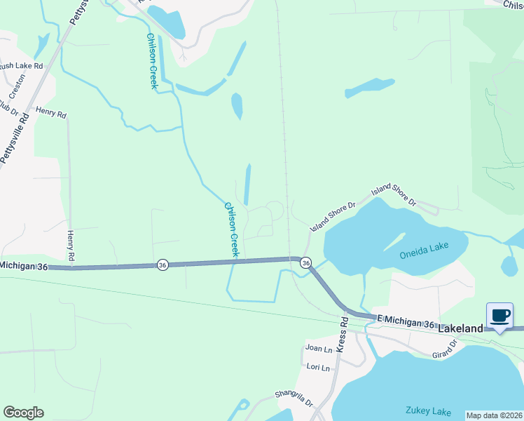 map of restaurants, bars, coffee shops, grocery stores, and more near 4515 Marie Therese Circle in Pinckney