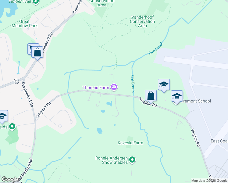 map of restaurants, bars, coffee shops, grocery stores, and more near 341 Virginia Road in Concord