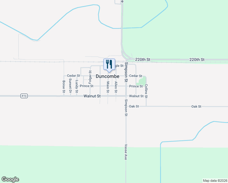 map of restaurants, bars, coffee shops, grocery stores, and more near 523 Main Street in Duncombe