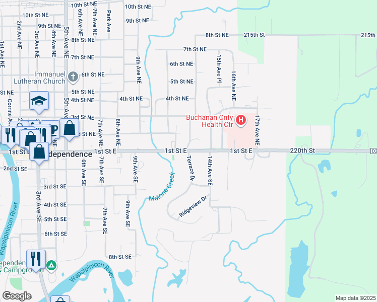 map of restaurants, bars, coffee shops, grocery stores, and more near 100 Terrace Drive in Independence
