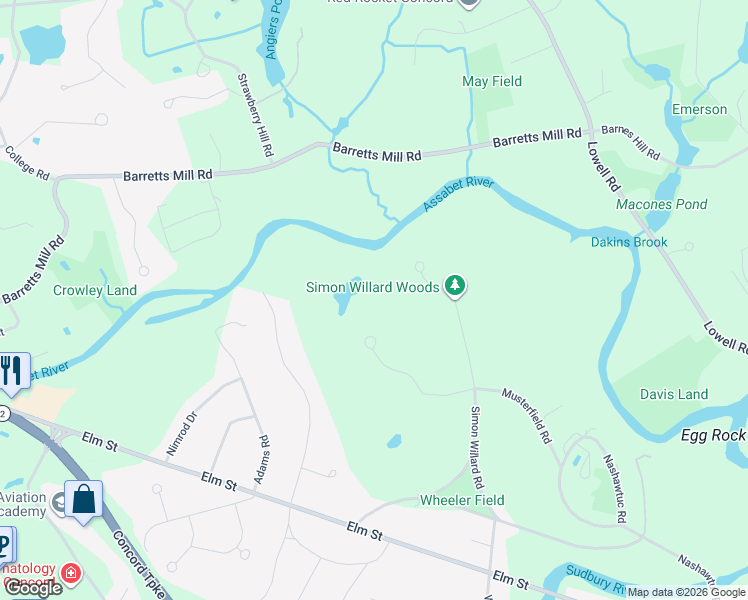 map of restaurants, bars, coffee shops, grocery stores, and more near 308 Musterfield Road in Concord