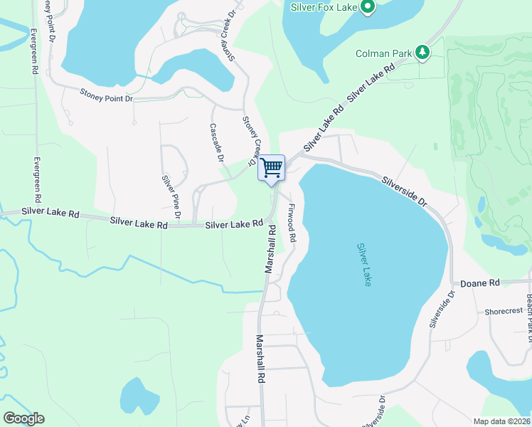 map of restaurants, bars, coffee shops, grocery stores, and more near 10983 Silver Lake Road in South Lyon