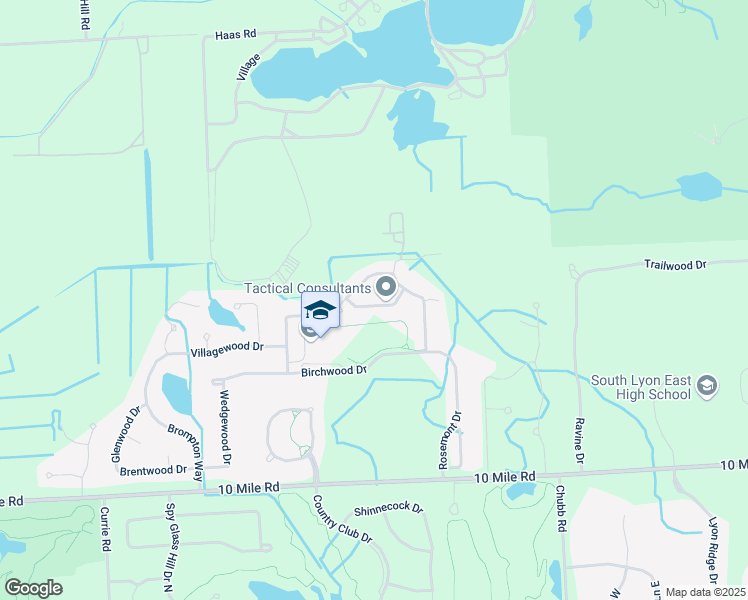 map of restaurants, bars, coffee shops, grocery stores, and more near 53815 Springwood Drive in South Lyon