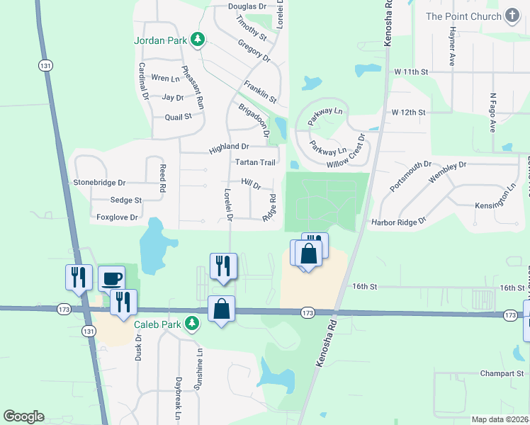 map of restaurants, bars, coffee shops, grocery stores, and more near 4013 Ridge Road in Zion