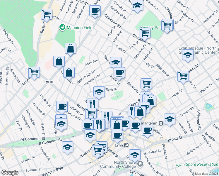 map of restaurants, bars, coffee shops, grocery stores, and more near 41 Valley Avenue in Lynn
