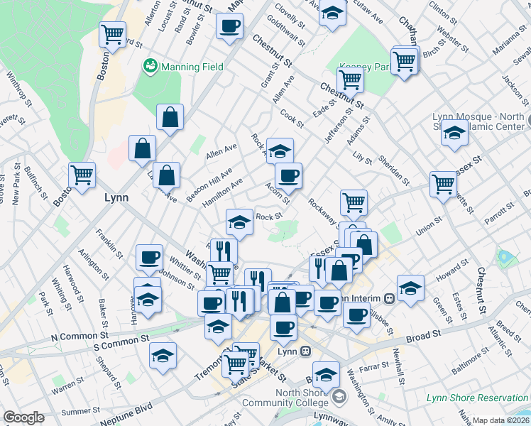 map of restaurants, bars, coffee shops, grocery stores, and more near 41 Valley Avenue in Lynn