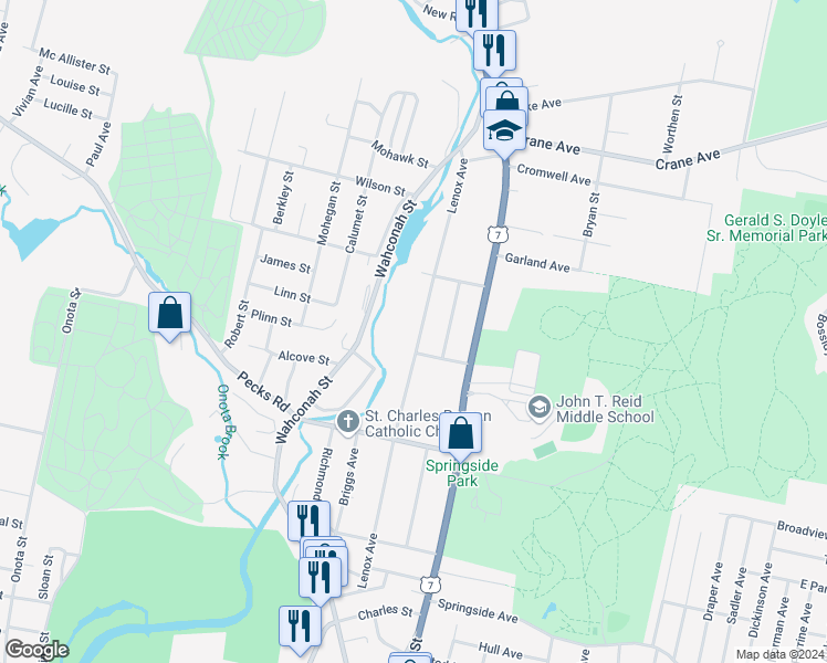 map of restaurants, bars, coffee shops, grocery stores, and more near 233 Lenox Avenue in Pittsfield