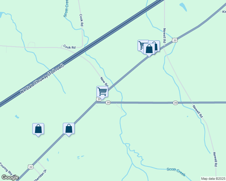 map of restaurants, bars, coffee shops, grocery stores, and more near 3278 U.S. 20 in Dunkirk