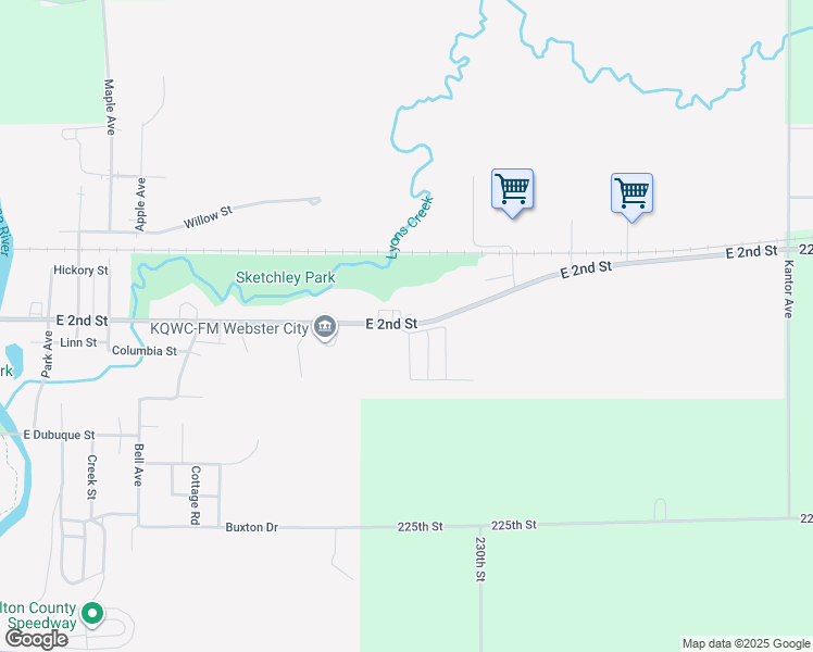 map of restaurants, bars, coffee shops, grocery stores, and more near 807-983 East 2nd Street in Webster City