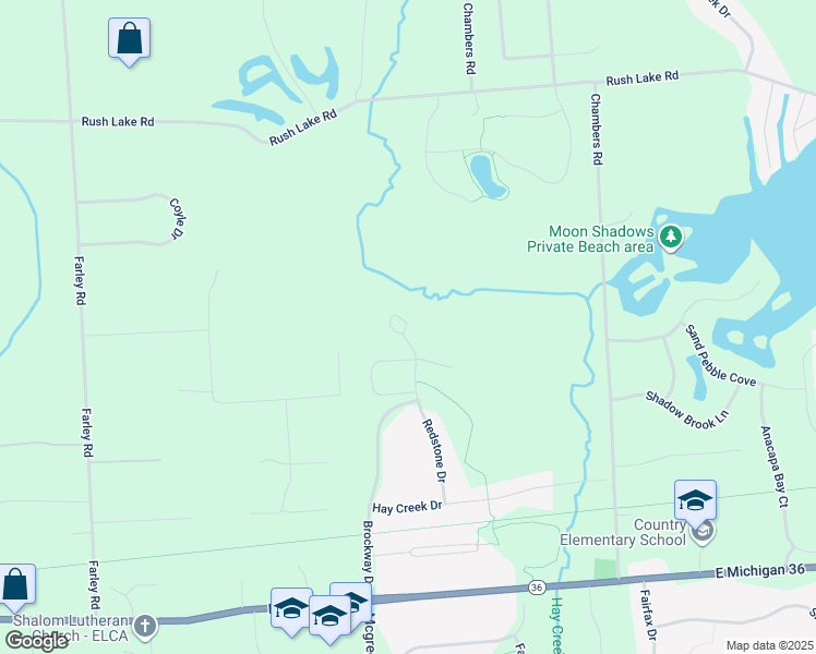 map of restaurants, bars, coffee shops, grocery stores, and more near 8853 Redstone Drive in Pinckney