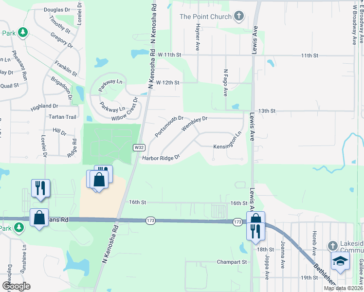 map of restaurants, bars, coffee shops, grocery stores, and more near 3503 Wembley Drive in Zion