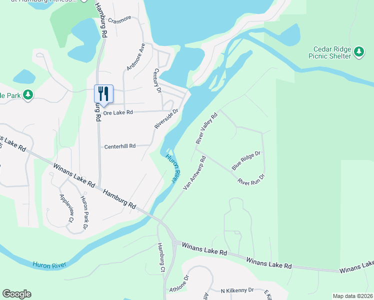 map of restaurants, bars, coffee shops, grocery stores, and more near 9240 River Valley Road in Brighton