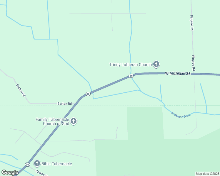map of restaurants, bars, coffee shops, grocery stores, and more near 6121 Michigan 36 in Pinckney
