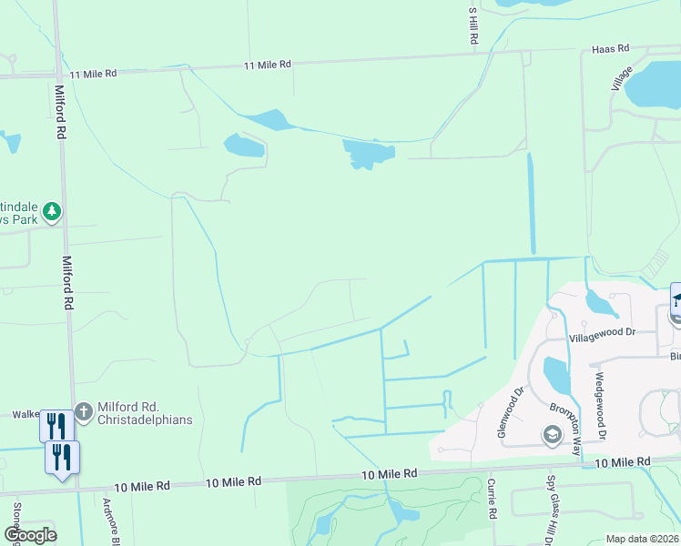 map of restaurants, bars, coffee shops, grocery stores, and more near 55612 Worlington Lane in South Lyon