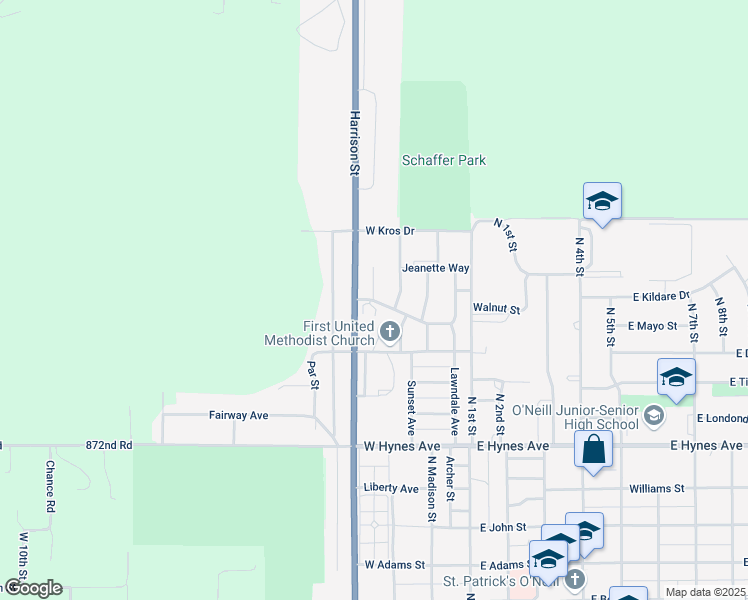 map of restaurants, bars, coffee shops, grocery stores, and more near 414 Holt Boulevard in O'Neill