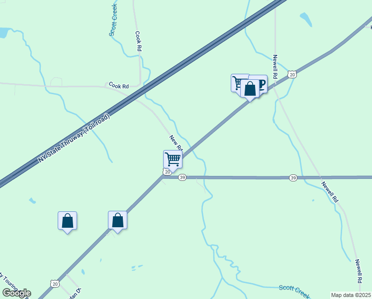 map of restaurants, bars, coffee shops, grocery stores, and more near 3278 U.S. 20 in Dunkirk