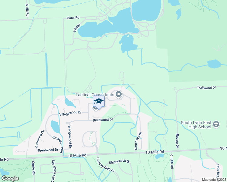 map of restaurants, bars, coffee shops, grocery stores, and more near 53815 Springwood Drive in South Lyon