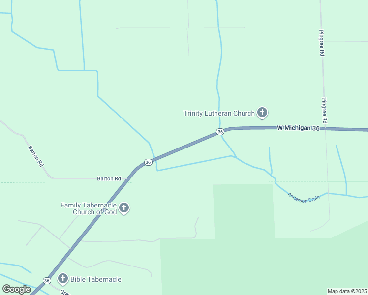 map of restaurants, bars, coffee shops, grocery stores, and more near 6121 Michigan 36 in Pinckney