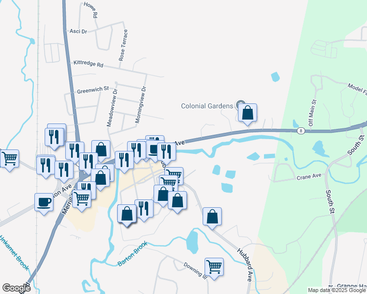 map of restaurants, bars, coffee shops, grocery stores, and more near 1080 Dalton Avenue in Pittsfield