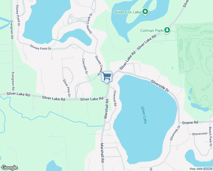 map of restaurants, bars, coffee shops, grocery stores, and more near 10983 Silver Lake Road in South Lyon