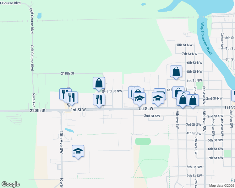map of restaurants, bars, coffee shops, grocery stores, and more near 140-200 16th Avenue Northwest in Independence