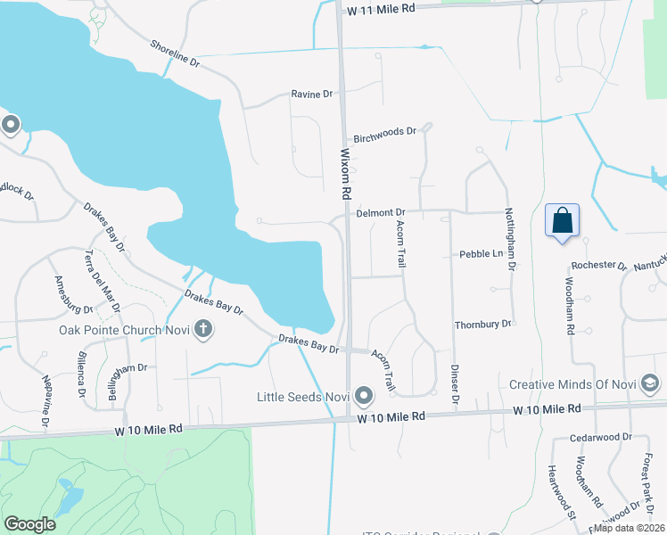 map of restaurants, bars, coffee shops, grocery stores, and more near 24773 Reeds Pointe Drive in Novi