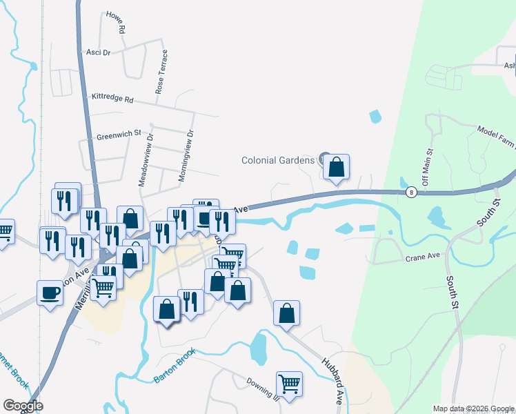 map of restaurants, bars, coffee shops, grocery stores, and more near 1080 Dalton Avenue in Pittsfield