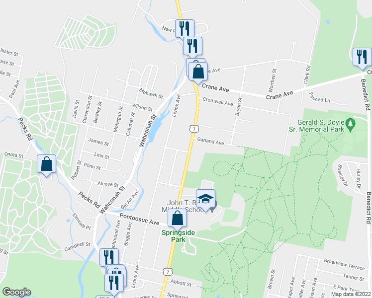 map of restaurants, bars, coffee shops, grocery stores, and more near 1063 North Street in Pittsfield