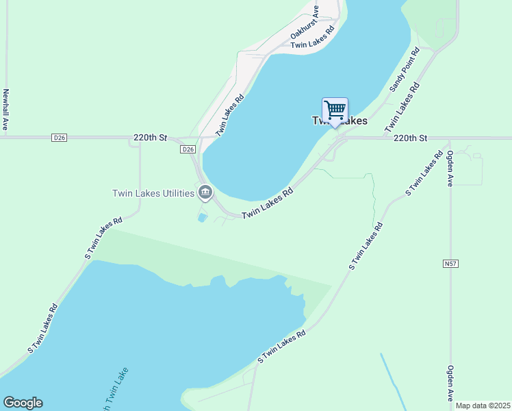 map of restaurants, bars, coffee shops, grocery stores, and more near 7109 Twin Lakes Road in Rockwell City