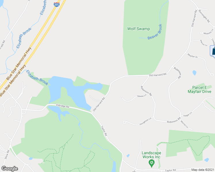 map of restaurants, bars, coffee shops, grocery stores, and more near 555 Old Harvard Road in Boxborough