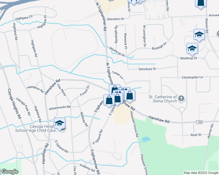 map of restaurants, bars, coffee shops, grocery stores, and more near 816 Hanshaw Road in Ithaca