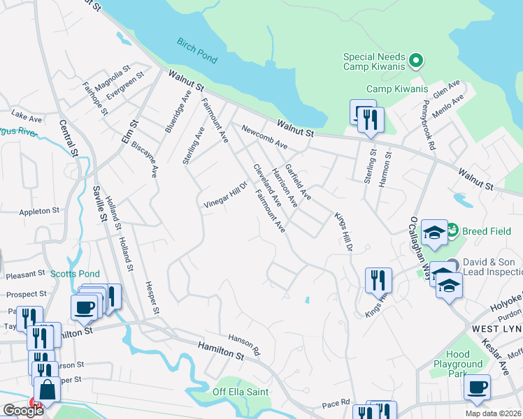 map of restaurants, bars, coffee shops, grocery stores, and more near 31 Stonecrest Drive in Saugus