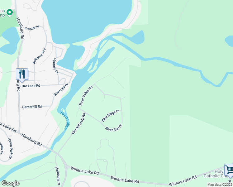 map of restaurants, bars, coffee shops, grocery stores, and more near 8971 Huron Oaks Court in Brighton