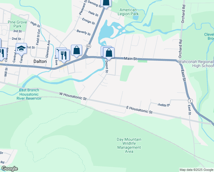 map of restaurants, bars, coffee shops, grocery stores, and more near 98 Johnson Pl in Dalton