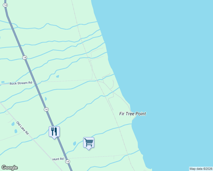 map of restaurants, bars, coffee shops, grocery stores, and more near 97 Fir Tree Point Road in Rock Stream