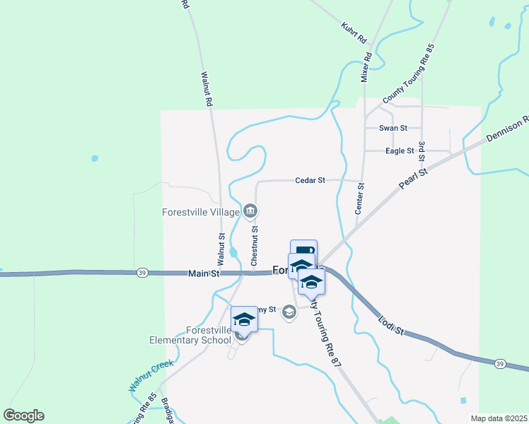 map of restaurants, bars, coffee shops, grocery stores, and more near 15 Chestnut St in Forestville