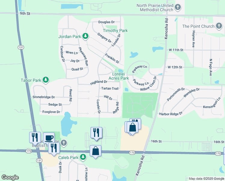 map of restaurants, bars, coffee shops, grocery stores, and more near 4019 Tartan Trail in Zion