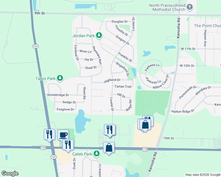 map of restaurants, bars, coffee shops, grocery stores, and more near 1308 Lorelei Drive in Zion
