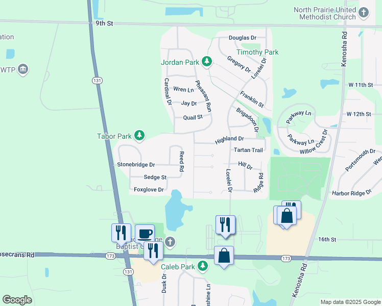 map of restaurants, bars, coffee shops, grocery stores, and more near 1306 Butterfield Lane in Zion