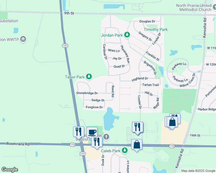 map of restaurants, bars, coffee shops, grocery stores, and more near 3813 Tickseed Drive in Zion