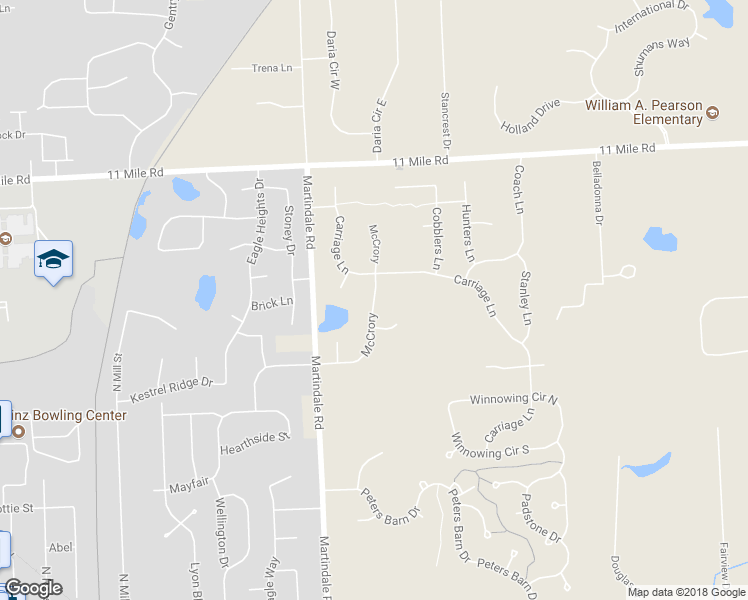map of restaurants, bars, coffee shops, grocery stores, and more near 25780 McCrory in South Lyon