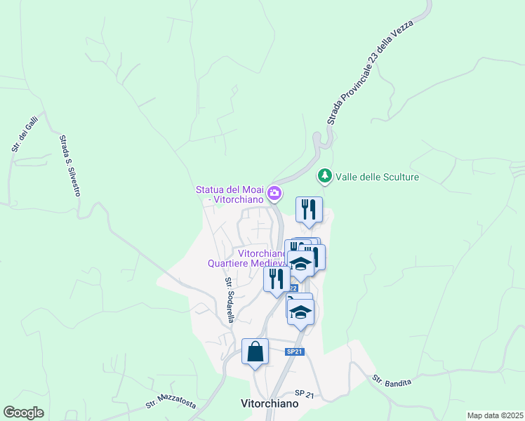 map of restaurants, bars, coffee shops, grocery stores, and more near 3 Via degli Ulivi in Vitorchiano