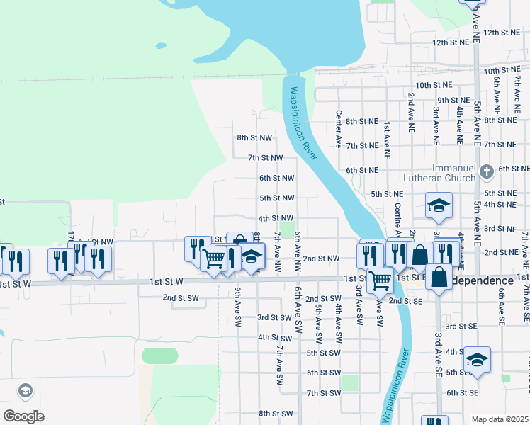 map of restaurants, bars, coffee shops, grocery stores, and more near 701-799 4th Street Northwest in Independence